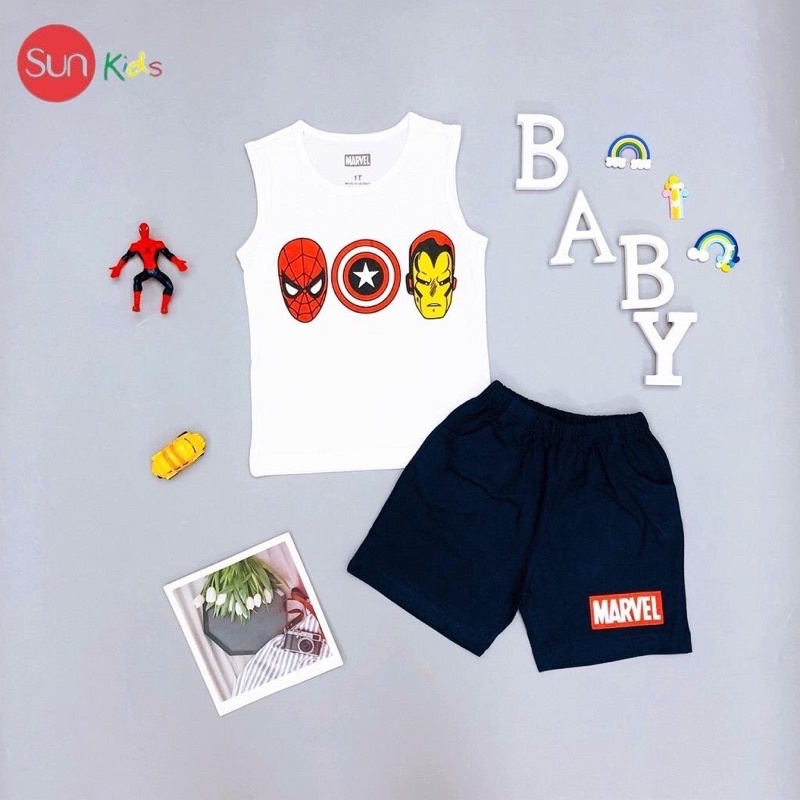 Đồ bộ bé trai, bộ ba lỗ cho bé chất thun cotton, nhiều màu, size 1-7 tuổi - SUNKIDS1