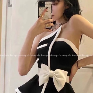 Hanny a71 áo quây nơ đen trắng