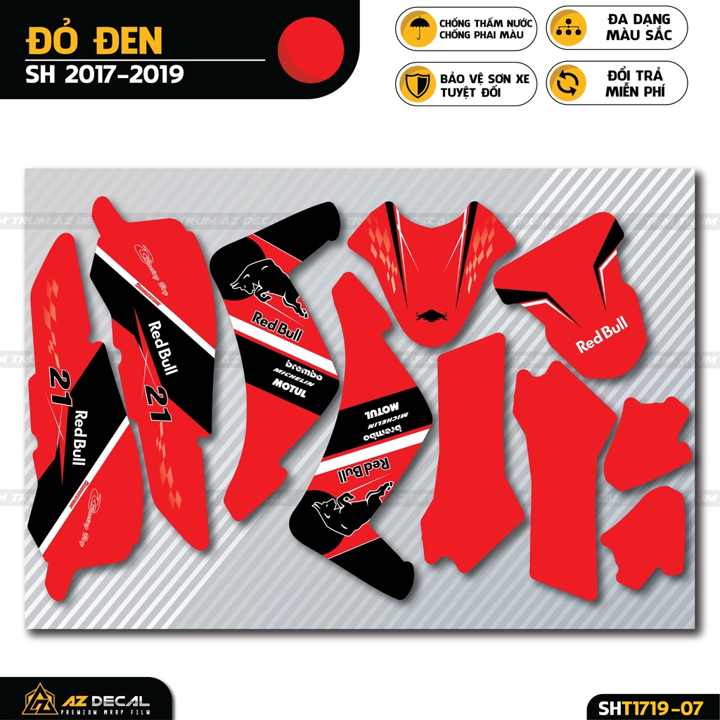 Tem Trùm SH Phong Cách Red Bull | SHT-07 | Decal Dán Dàn Áo Xe SH 2017 - 2019 - 2020 - 2021 - 2022 Cực Chất