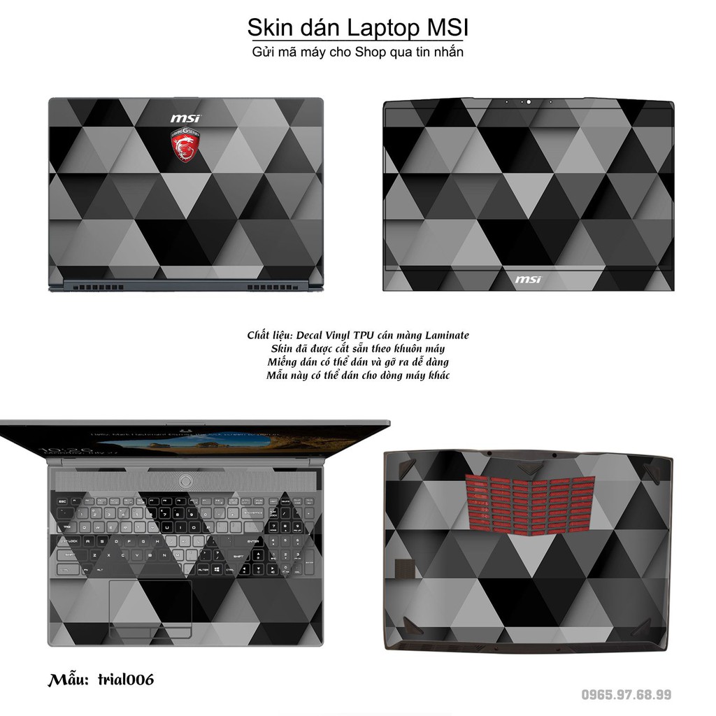 Skin dán Laptop MSI in hình Đa giác (inbox mã máy cho Shop)