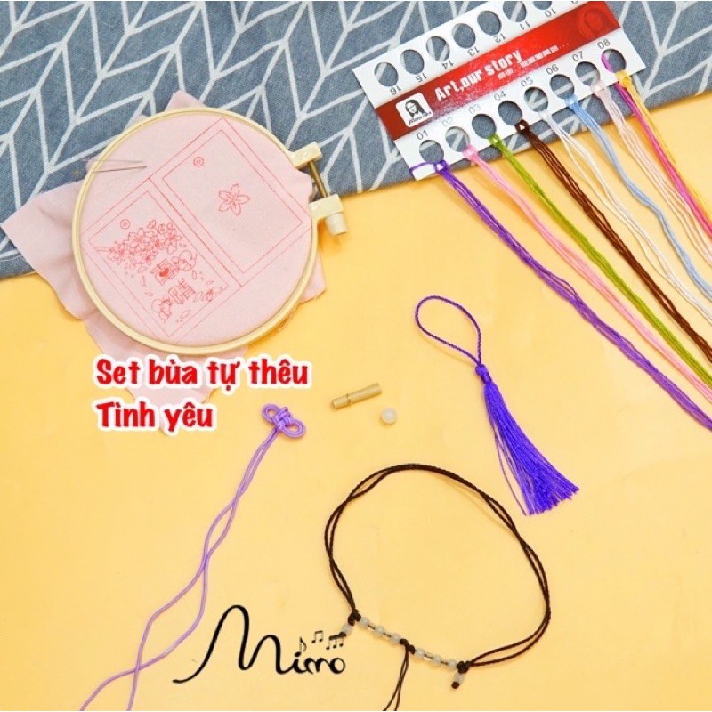 Bộ kit thêu túi thơm may mắn omamori Túi may mắn tự thêu handmade xinh xắn Cầu Phúc Bình An Đỗ Đạt May Mắn