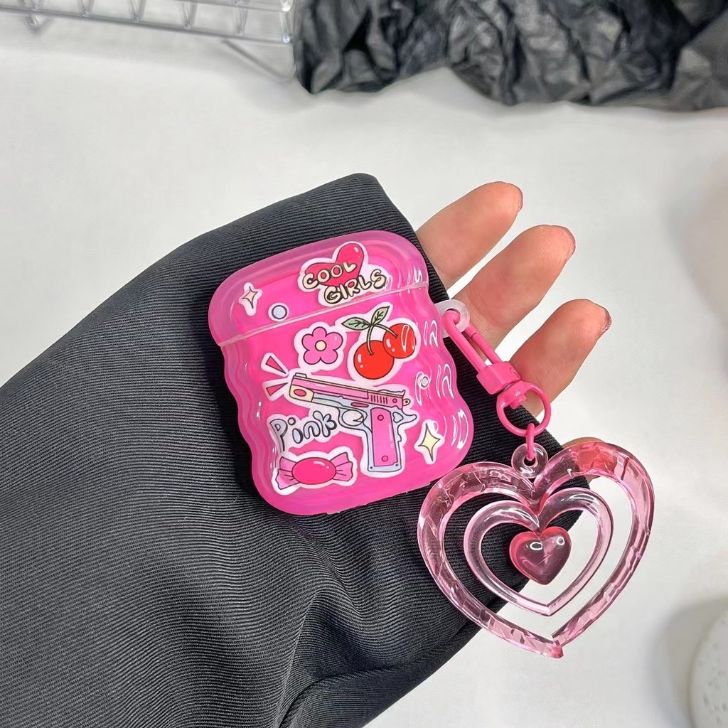 Vỏ Bảo Vệ Hộp Sạc Tai Nghe Bluetooth airpods 1 2 3 pro Bằng tpu Mềm Gắn Móc Khóa Hình Trái Tim Dễ Thương