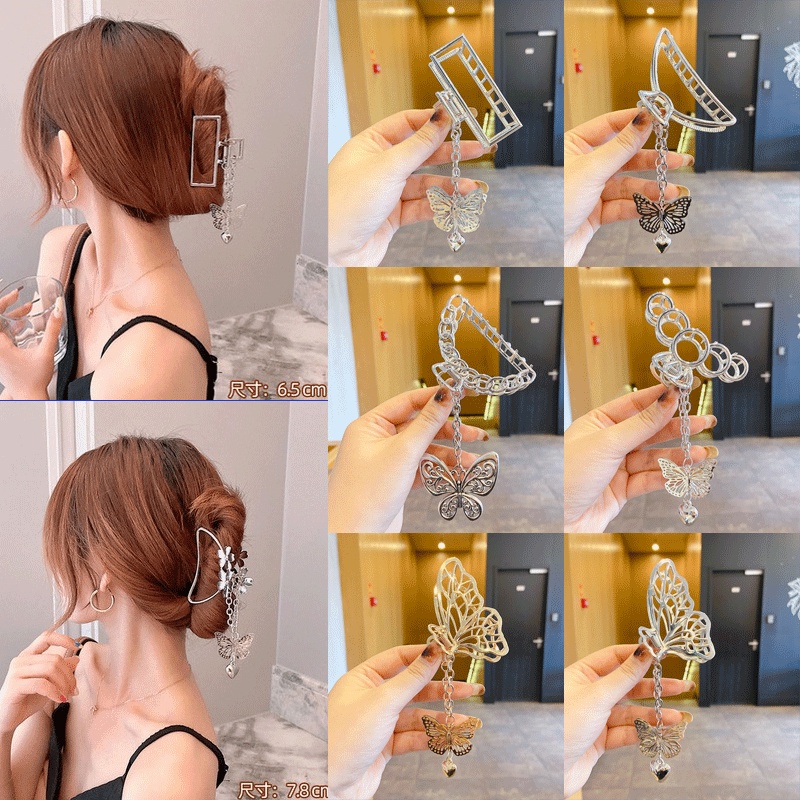 Kẹp Tóc Kim Loại Phối Mặt Hình Bướm Phong Cách Hàn Quốc Cho Nữ