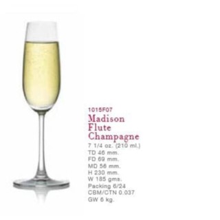 Bộ 6 Ly Thủy Tinh Madison Flute Champagne – 1015F07 – 210ml
