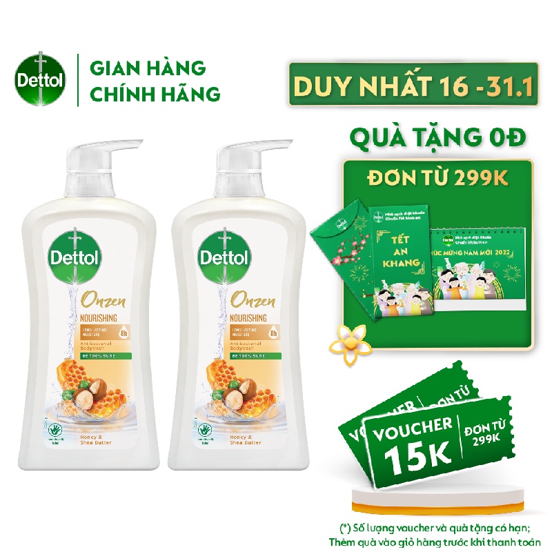 Bộ 2 sữa tắm diệt khuẩn nuôi dưỡng Dettol 950ml/Chai