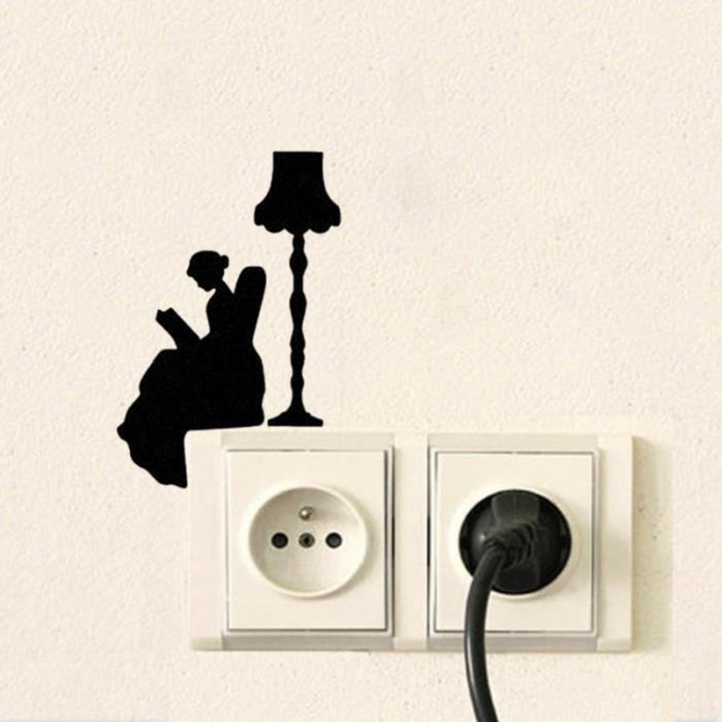 Nhãn dán trang trí tường hình cô gái đang đọc sách độc đáo