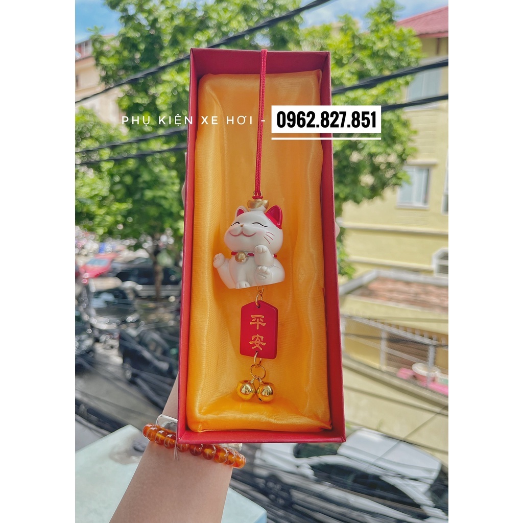 Dây Treo Trang trí Gương Chiếu Hậu Xe Hơi - Khánh Treo Gương Mèo May Mắn