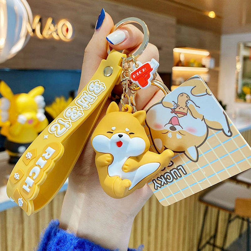 Internet Celebrity Lucky Little Wangchai Keychain Female Cute Cartoon Shiba Inu Key Pendants Creative Birthday Gift Key Chain Auto department store supplies