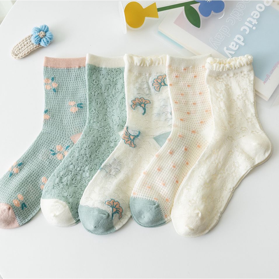 Tất Cổ Vừa &amp; Bèo Vải Mỏng Nhẹ ERASHOP 079524 - Phù Hợp Mang Giày Bánh Mì, Co Giãn 4 Chiều, Bánh Bèo, Tiểu Thư, Rẻ Đẹp