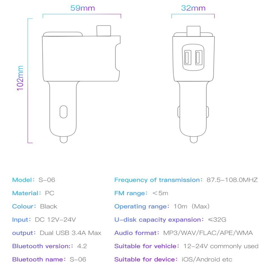 Tẩu sạc trên xe hơi Baseus S06 Locomotive Bluetooth MP3 Vehicle Charger