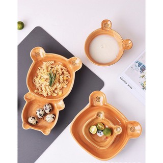Bát đĩa gấu nâu☘️bát đĩa sứ☘️ bát ăn dặm