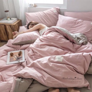 Set chăn ga cotton tc hồng phối be siêu đẹp _shinbedding_