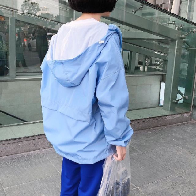 Áo khoác dù xanh nhạt - ẢNH THẬT