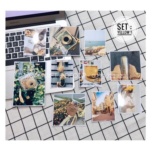 Set postcard thiệp MÀU VÀNG YELLOW có sẵn decor trang trí phòng cực xinh