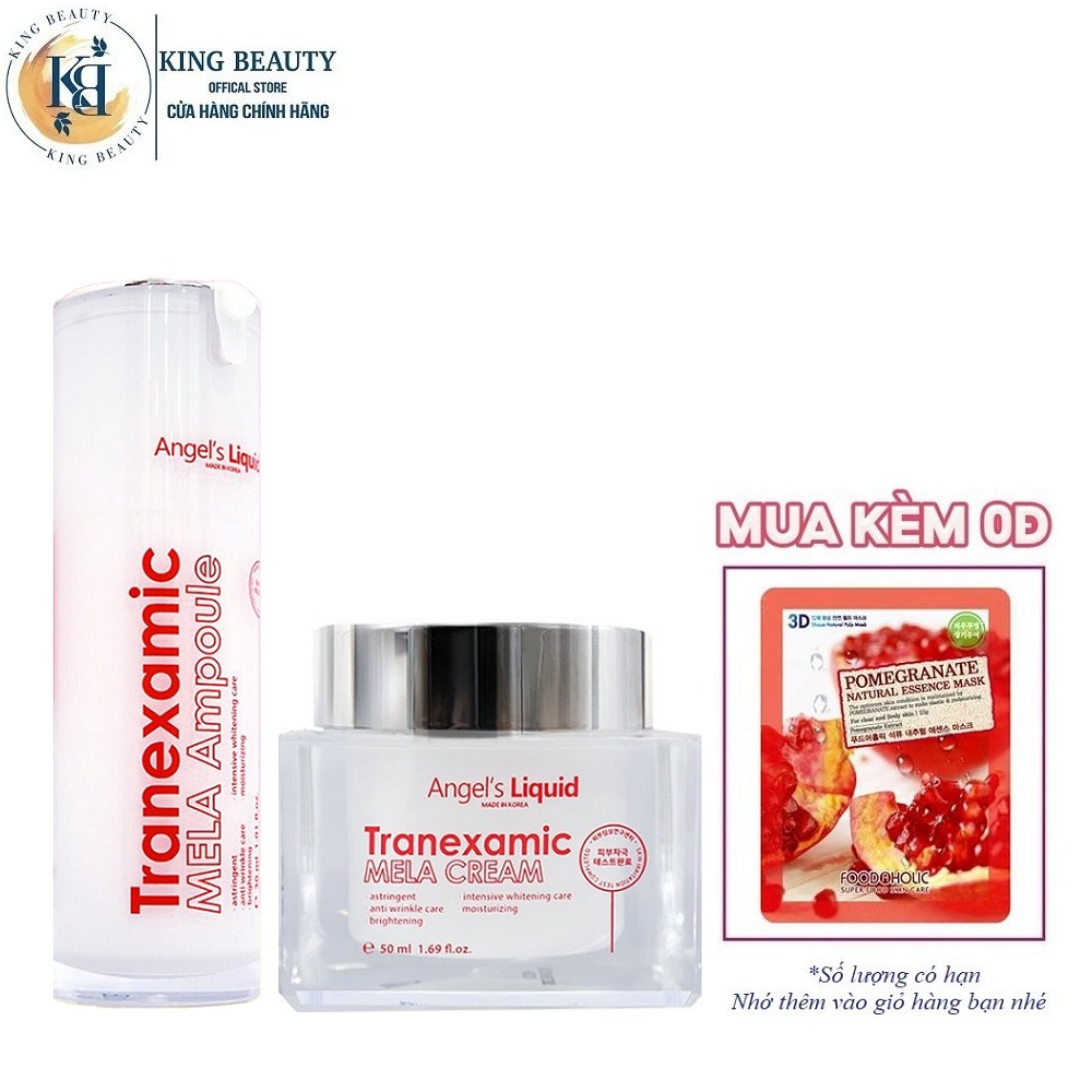 Combo 2 Sản Phẩm Giảm Thăm, Đỏ Mờ Nám Chuyên Sâu Angel's Liquid Tranexamic (Siêu Tinh Chất  30ml + Kem Nám 50ml)