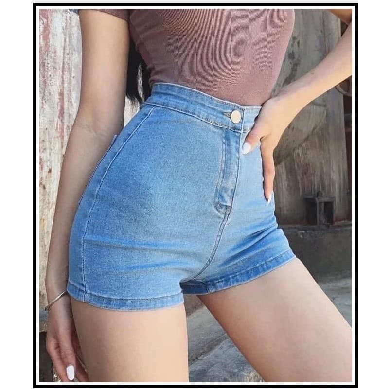 Quần short bò nữ cạp cao gen bụng thời trang LADYA STORE