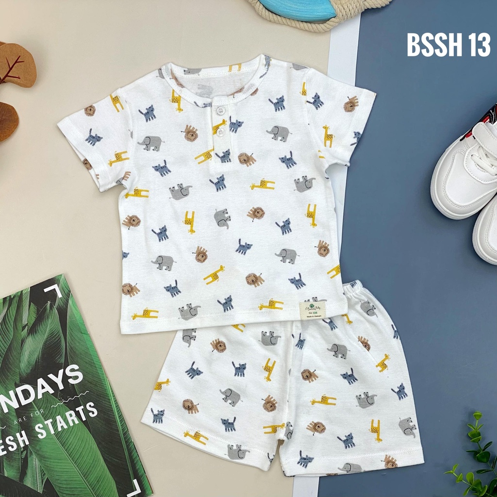 Bộ sơ sinh 2 cúc ngắn tay LITIBABY, size 6/36 tháng, chất cotton mềm mát, cực dễ chịu cho bé yêu