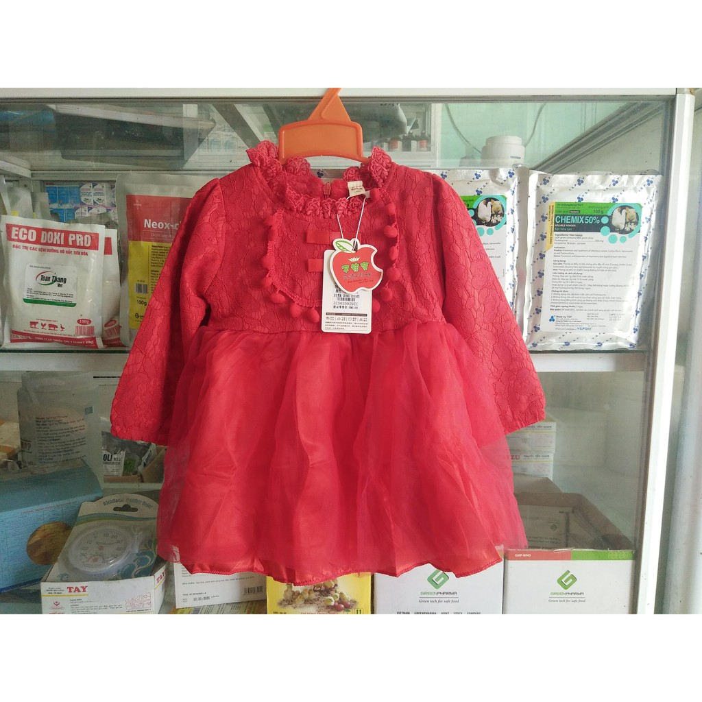 ❌8-15kg❌ Váy đầm đỏ lót lông cho bé gái HÀNG QUẢNG CHÂU CỰC ĐẸP
