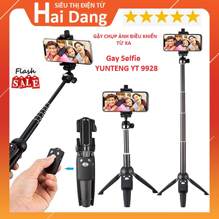 Gậy Chụp Hình, Gậy Tự Sướng Kiêm Chân Tripod YT-9928 Nhỏ Gọn Kèm Tay Remote Bluetooth