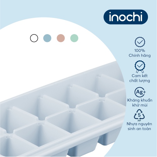 Khay đá vuông Inochi - Kari 12 viên màu Trắng ngọc/Xanh bạc hà/Xanh nhạt/Hồng nhạt