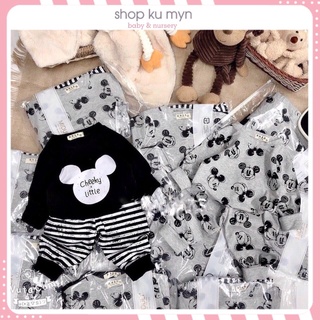 Bộ dài tay cho bé, Set 2 bộ nỉ da Cá Dài Tay Mickey BD74