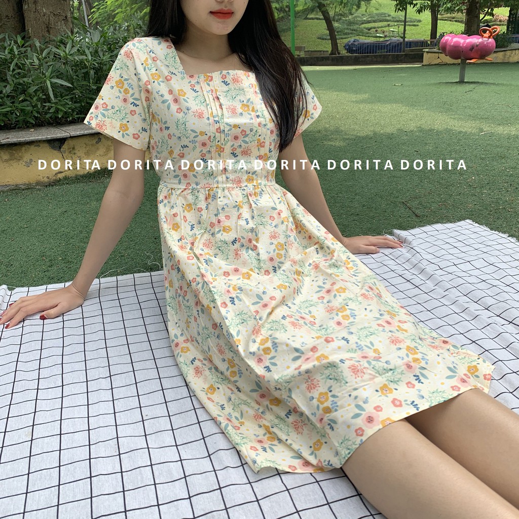 Váy babydoll hoa nhí dáng dài - Đầm babydoll đầm hoa nhí 98 - Dorita Boutiqua