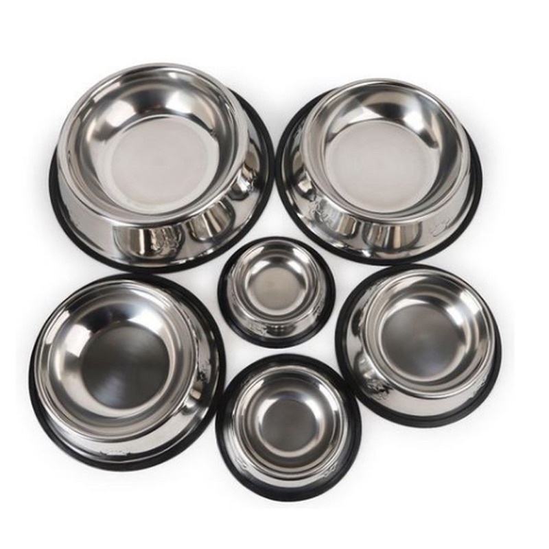 Bát ăn cho mèo, bát ăn cho chó, chén ăn inox cho chó mèo đế sao su siêu bền, chống lật