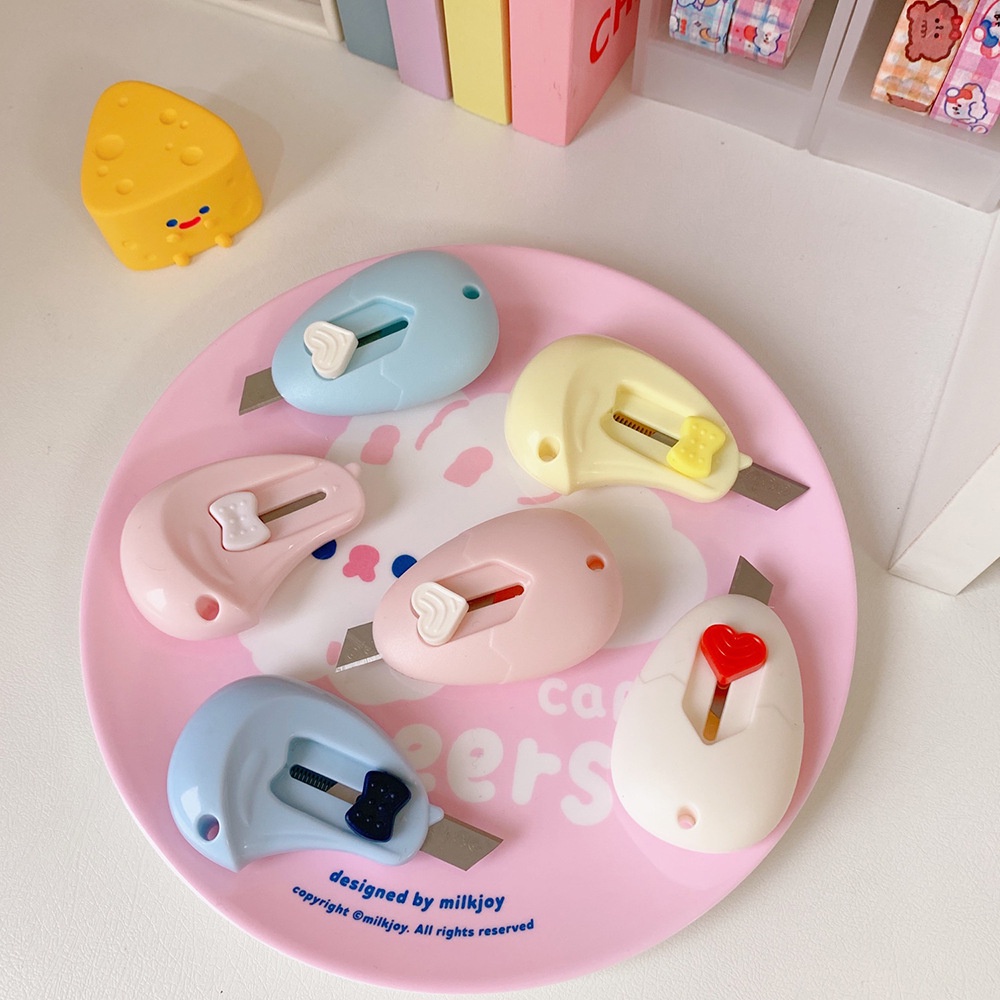 [Mã LIFEB04ALL giảm 10% tối đa 15K đơn 0Đ] Dao rọc giấy mini cute giá rẻ hình trái tim, dao nhỏ an toàn và tiện dụng