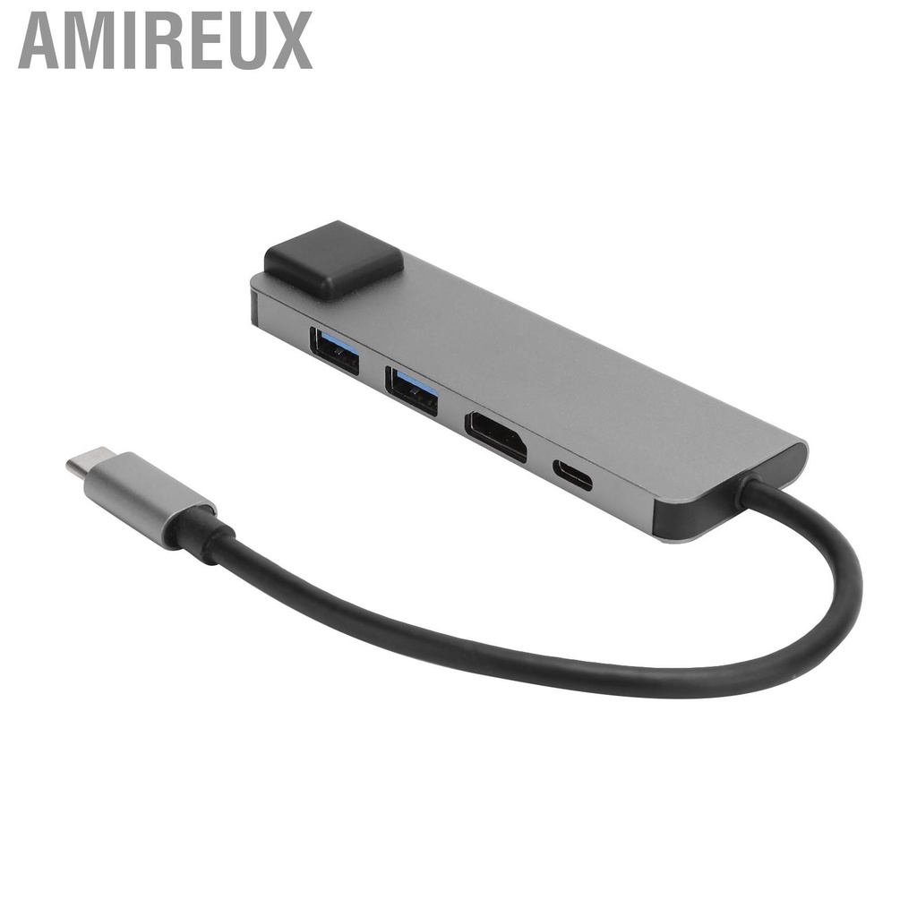 Amireux 5 In 1 USB-C Hub 4K HDMI Type-C to PD RJ45 USB3.0 Adapter for iOS Samsung