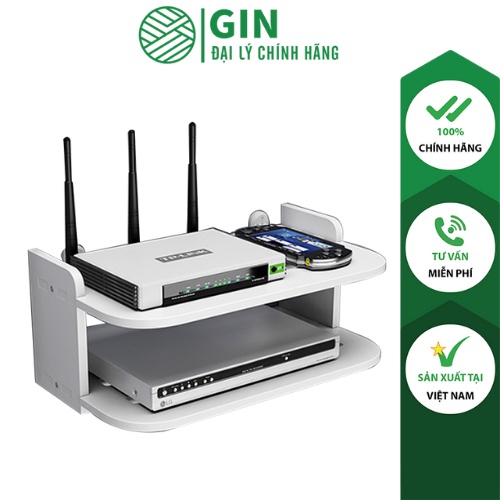 Kệ treo tường trang trí, Kệ Wifi chất liệu gỗ nhựa cao cấp - IG407