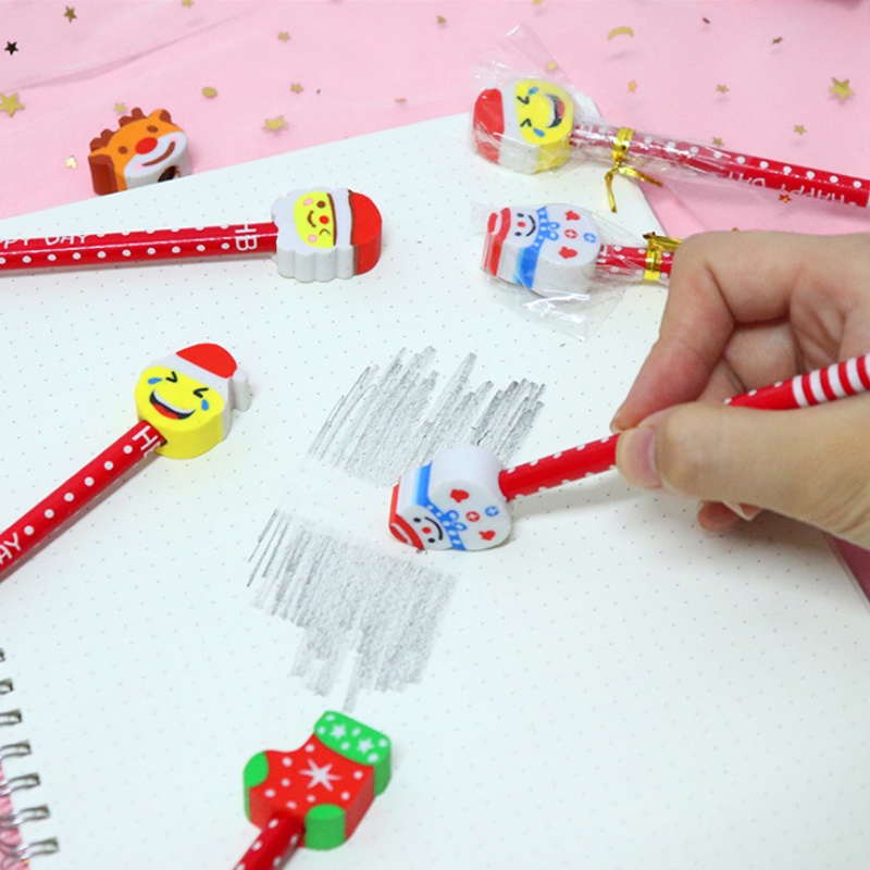 Bút chì kèm tẩy noel làm quà tặng giáng sinh