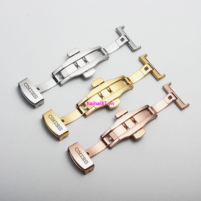 Dây Đeo Đồng Hồ Khóa Đôi Bằng Thép Cao Cấp Cho Seiko