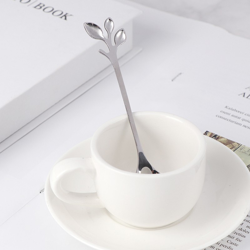 Muỗng Cà Phê Hình Chiếc Lá Bằng Thép Không Gỉ
