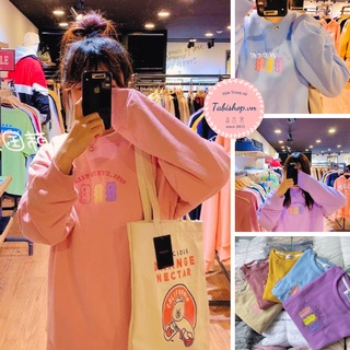 Áo sweater nữ cổ tròn hình gấu Tabishop áo hoodie nỉ form rộng  phong cách ulzzang Hàn Quốc siêu xinh