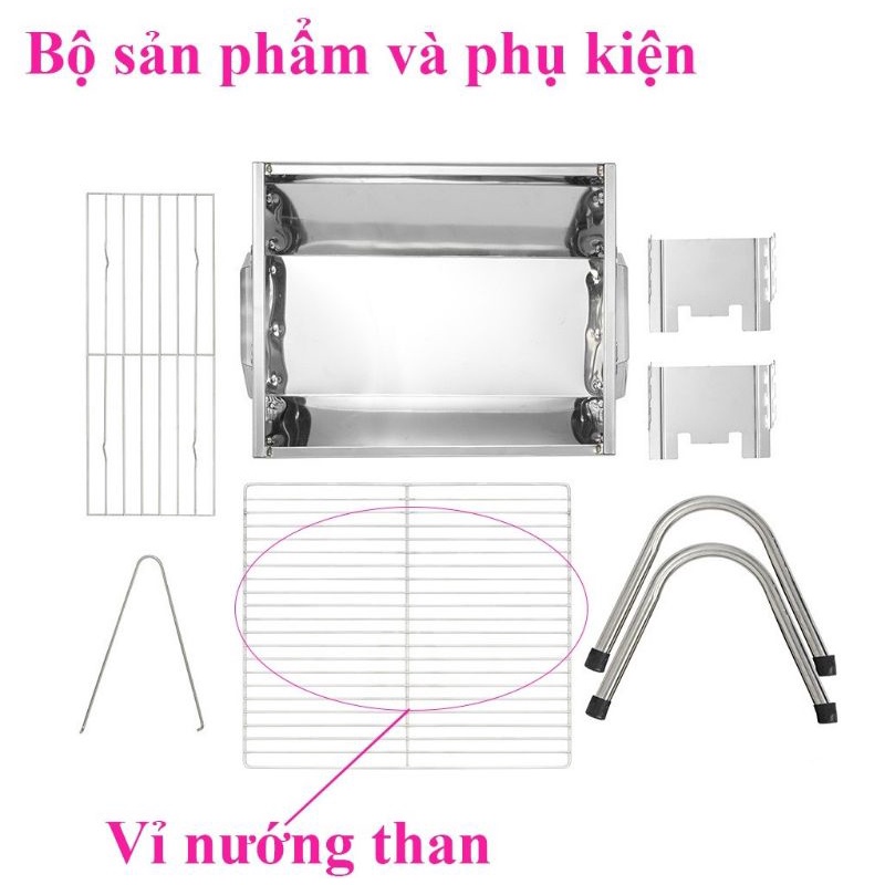 Vỉ bếp nướng than hoa bằng inox 33*29cm, phù hợp bếp VCS, VIs