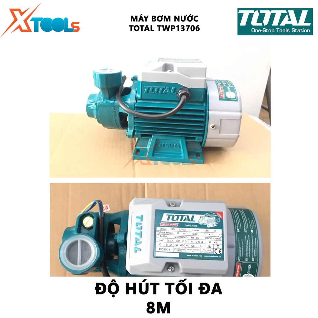 Máy bơm nước Total TWP13706 | máy bơm nước dùng công suất 370W, motor 100% dây đồng, độ hút tối đa 8m[XSAFE][XTOOLS]