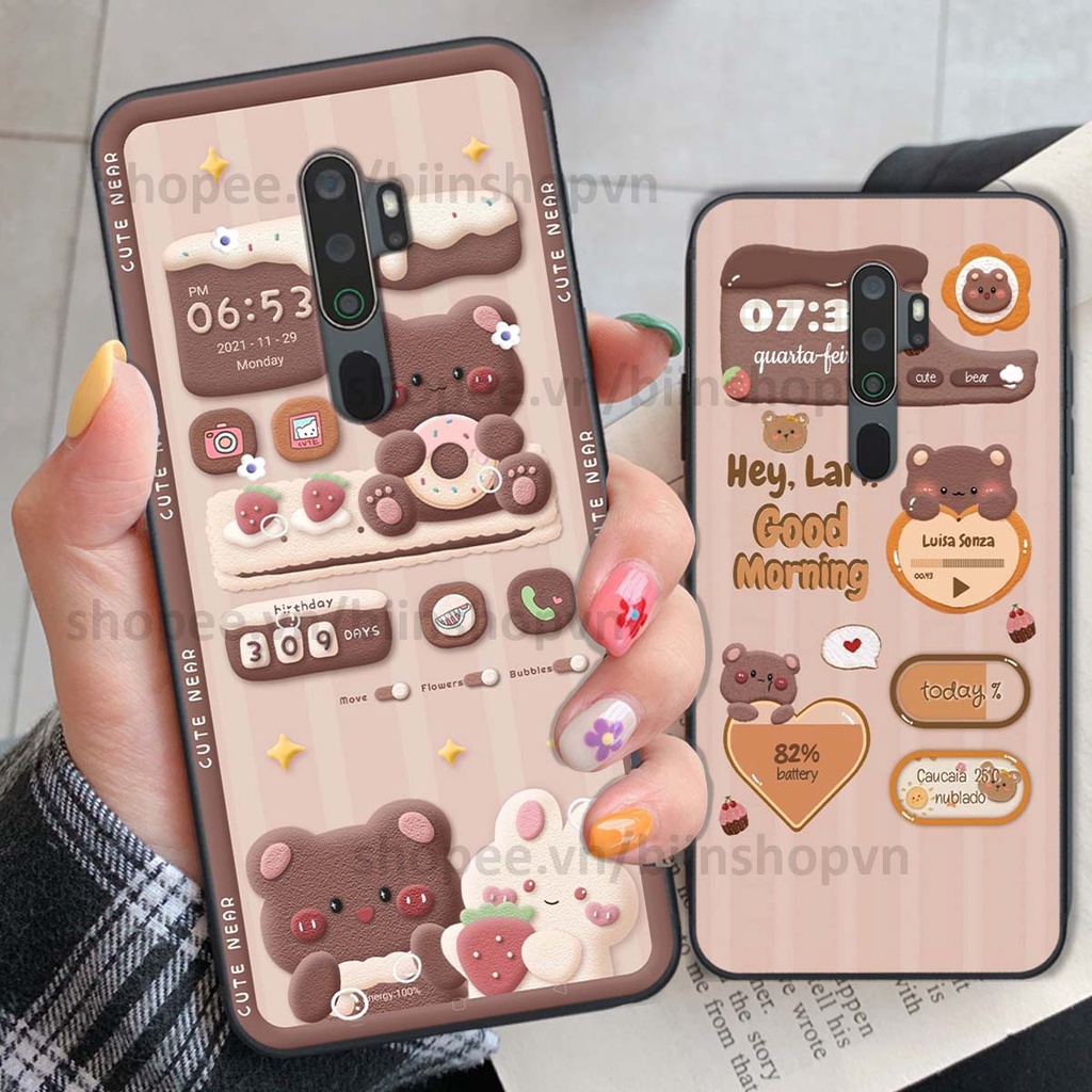 Ốp Oppo A5 2020 / A9 2020 in 3D icon gấu nổi siêu xinh, siêu đáng yêu, cá tính phong cách