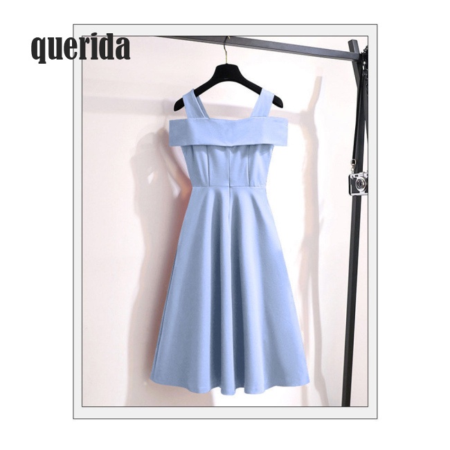 COD Women Fashion Off-shoulder  Dress Cross Front High Waist Sexy Backless Comfortable Solid Color Pullover Midi Skirt