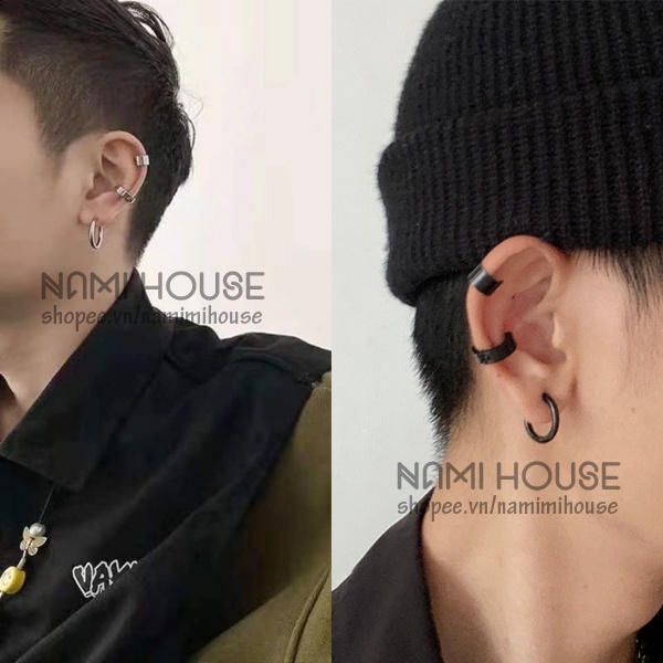 Combo 3 bông tai kẹp dắt lên vành tai không cần bấm lỗ tai phụ kiện trang sức unisex style hàn quốc - nami house