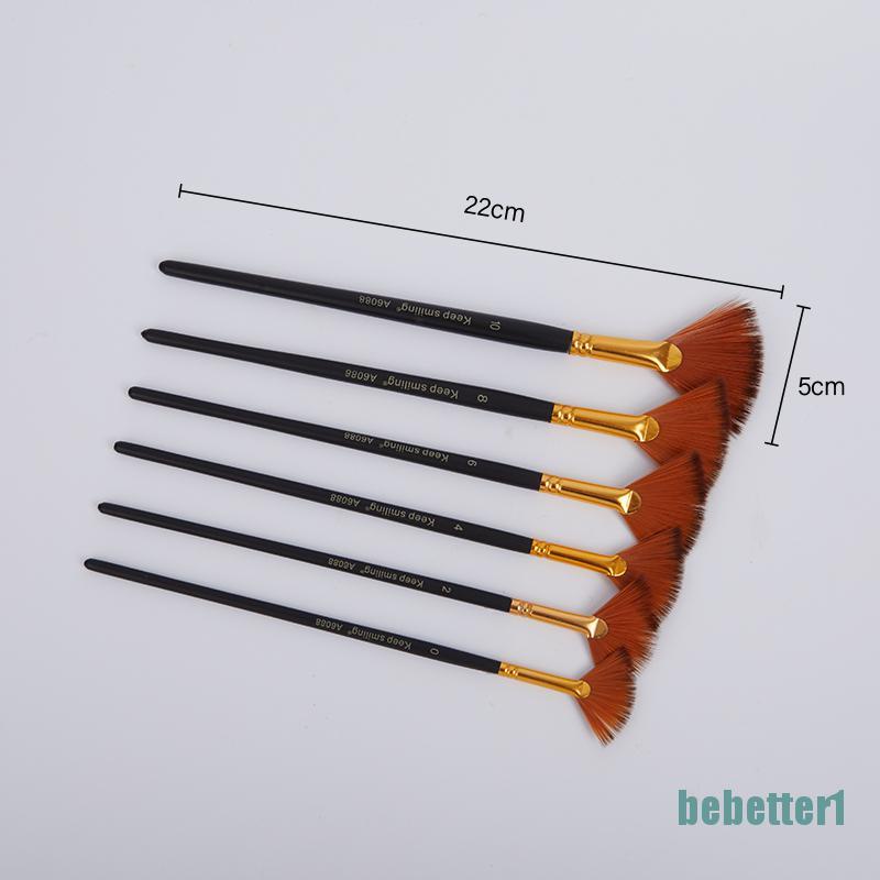 Bộ 6 cọ vẽ hình quạt bằng nylon chuyên dụng
