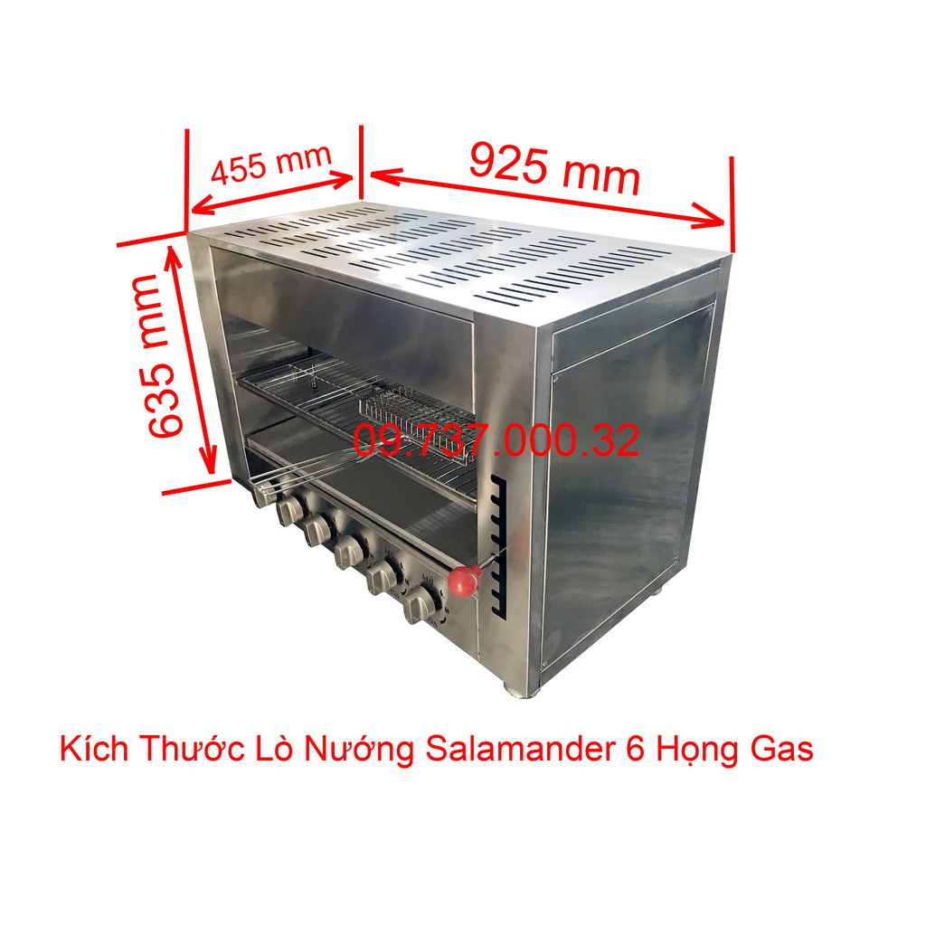 Lò nướng salamander 6 họng gas, bếp nướng thịt bằng gas