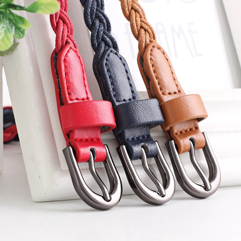 Thắt lưng da PU khóa kim loại chữ D hợp thời trang cho nữ