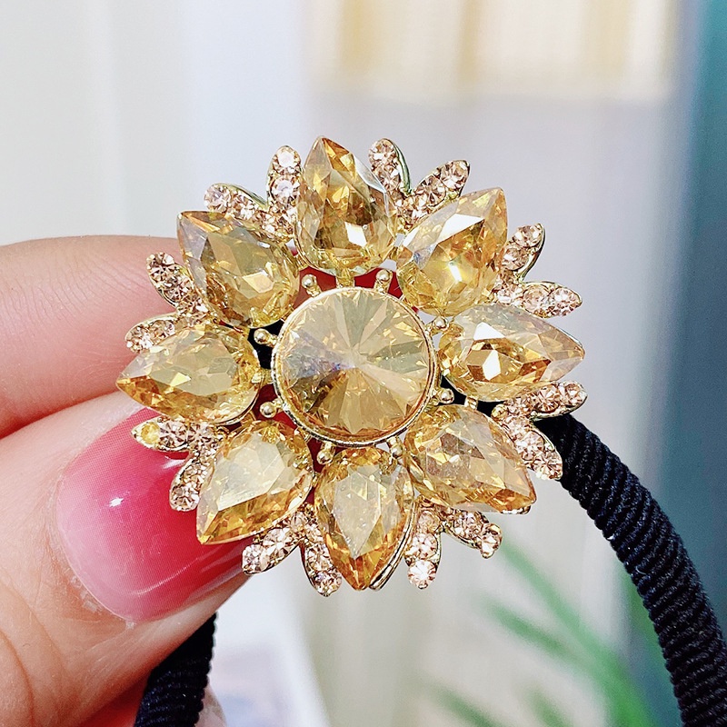 Dây Cột Tóc Đính Đá Hình Hoa Mận Màu Đen Phong Cách Cổ Điển Thời Trang Cho Nữ