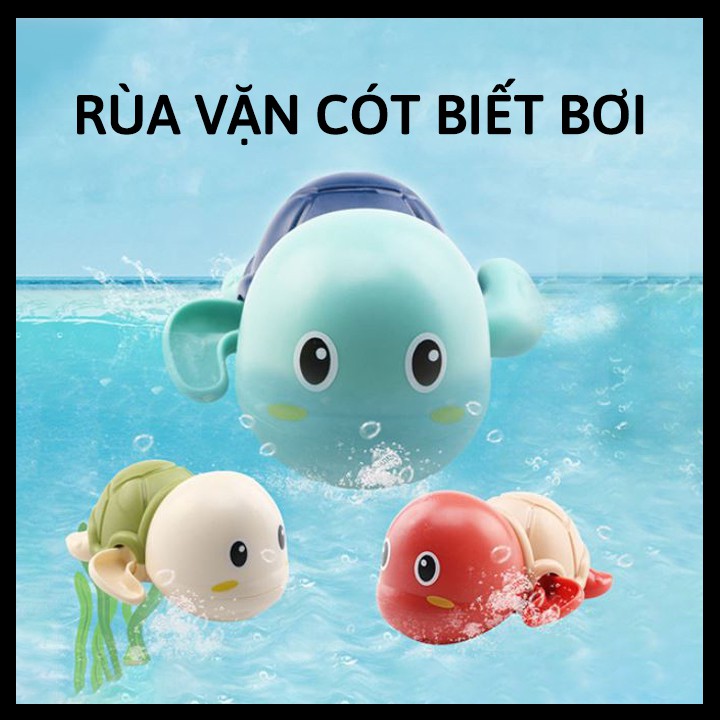 Đồ chơi nhà tắm - Rùa vặn cót biết bơi vui nhộn, dễ thương, nhựa nguyên sinh an toàn