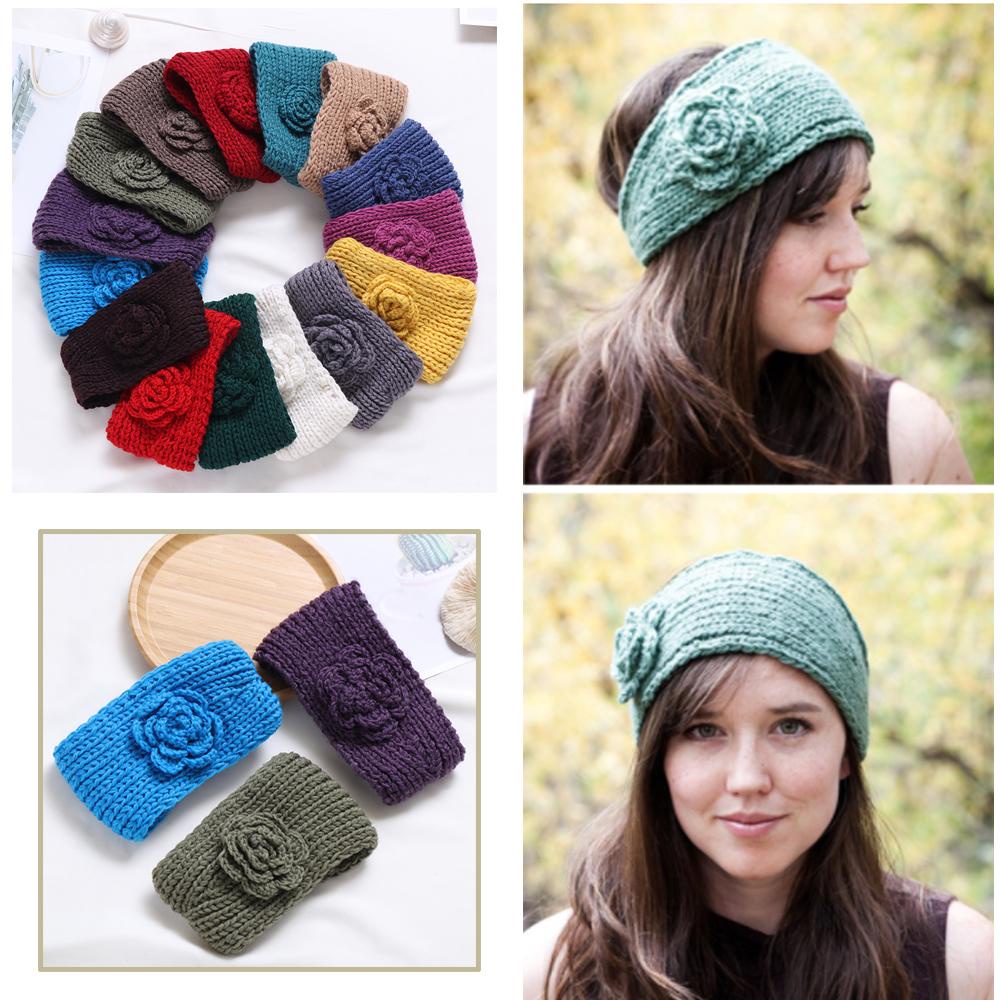 MIH Băng Đô Cài Tóc Bản Rộng Đính Hoa Trà Ấm Áp Mùa Đông