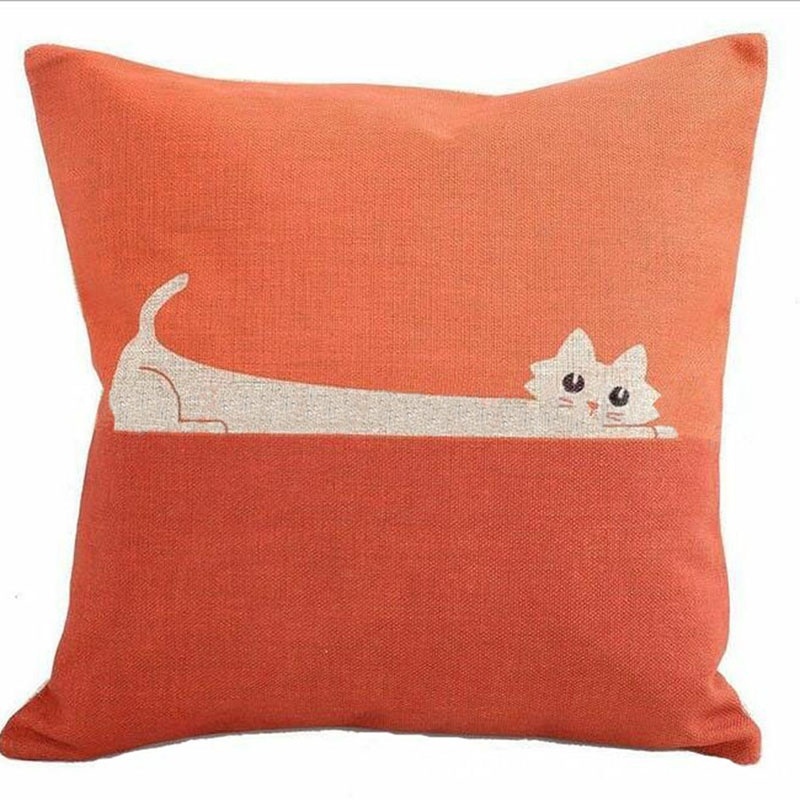 Fashion Cartoon Character Cat Printing Square Pillowcase Home Decoration Car Sofa Bedroom Cushion Cover