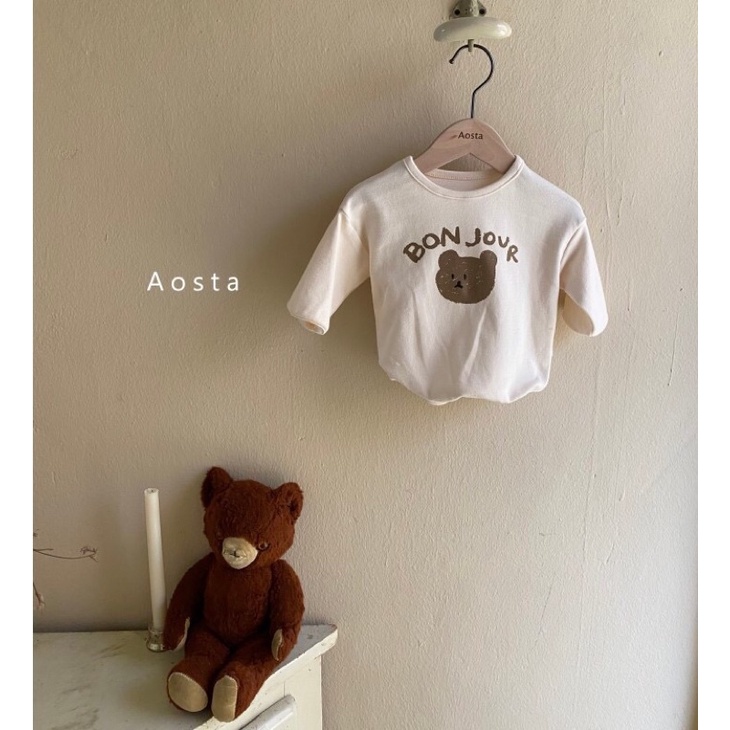 Áo gấu cotton cao cấp cho bé Áo chất cotton dày dặn Áo Tiệm bé Sữa