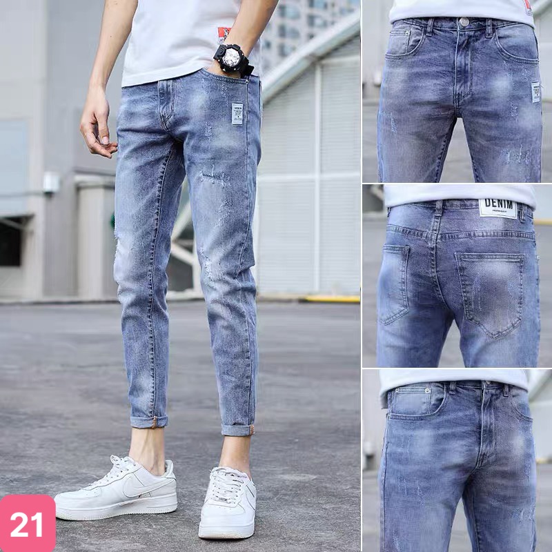 Quần jean nam màu xanh không rách gối chất bò cao cấp co dãn 4 chiều cực đẹp, quần rin nam QDJ021 Nhiều mẫu mới hàn quốc