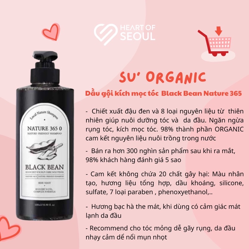 Dầu gội đậu đen ngừa rụng tóc và kích mọc tóc Black Bean Nature 365 1000ml (Bill Hàn)