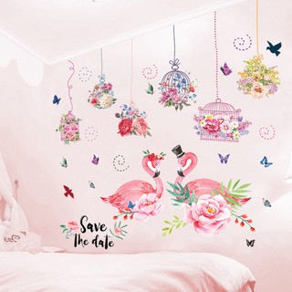 Decal dán tường hồng hạc tình yêu